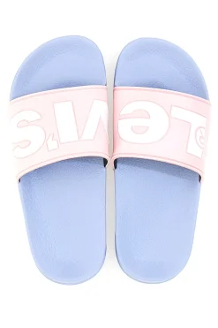 Rosa Hausschuhe mit blauem Band und weißem Logo LEVI'SJUNE L