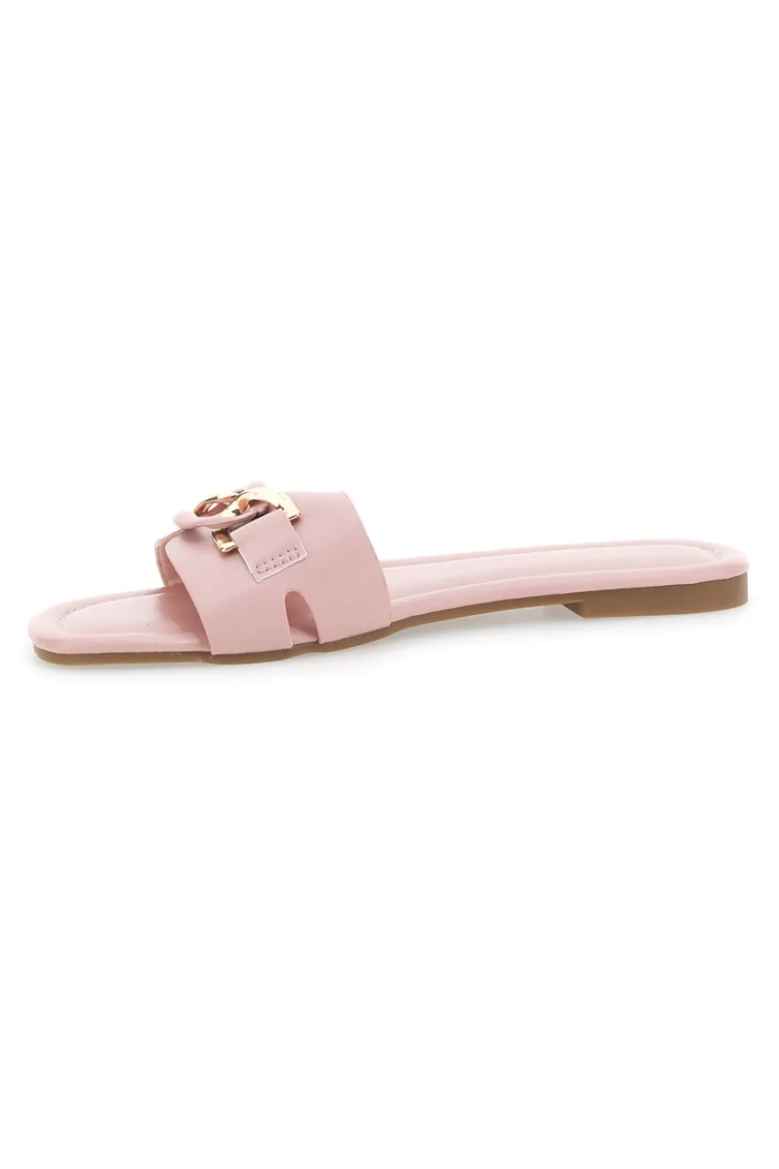 Rosa niedrige Hausschuhe mit Kette Talemi 1068