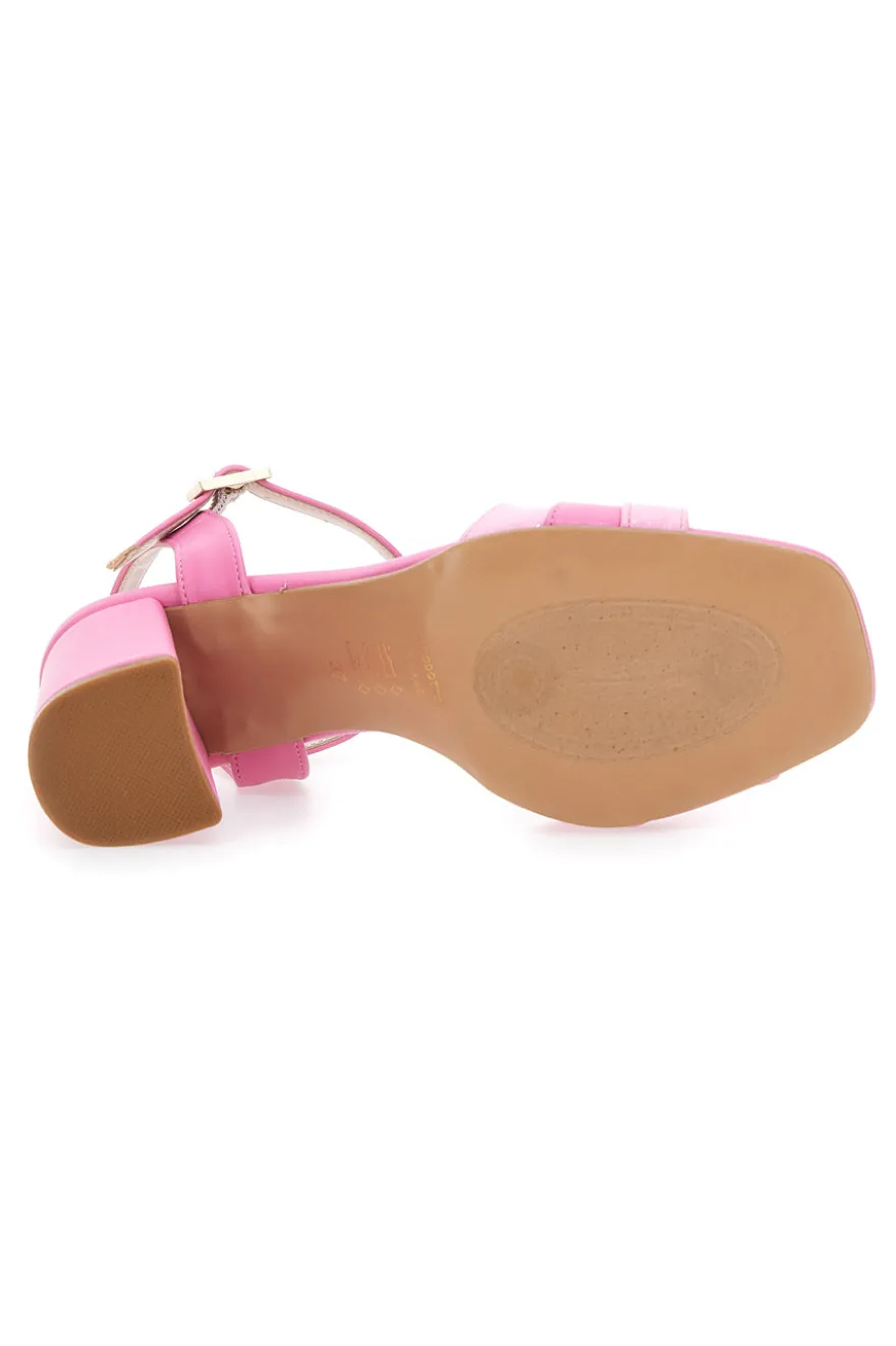 Rosa Sandalen mit Riemen und Absatz 8,5 Pittarello Glam 5548