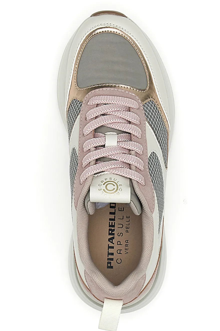 Rosa Sneakers mit bequemem Plateau und Ledereinsätzen Pittarello Capsule Kendy