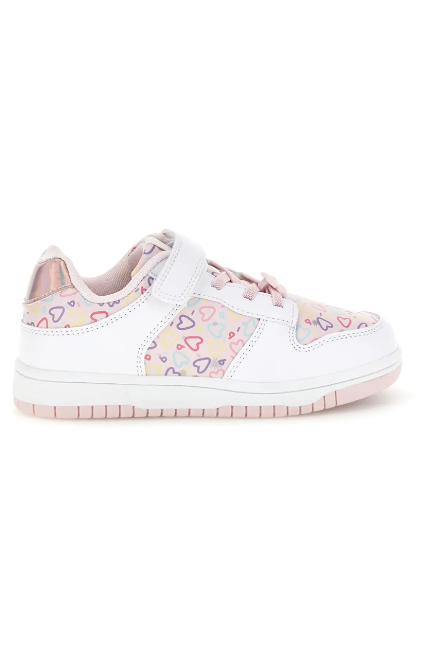 Rosa Turnschuhe mit mehrfarbigen Herzen Pitt Kinder K251309
