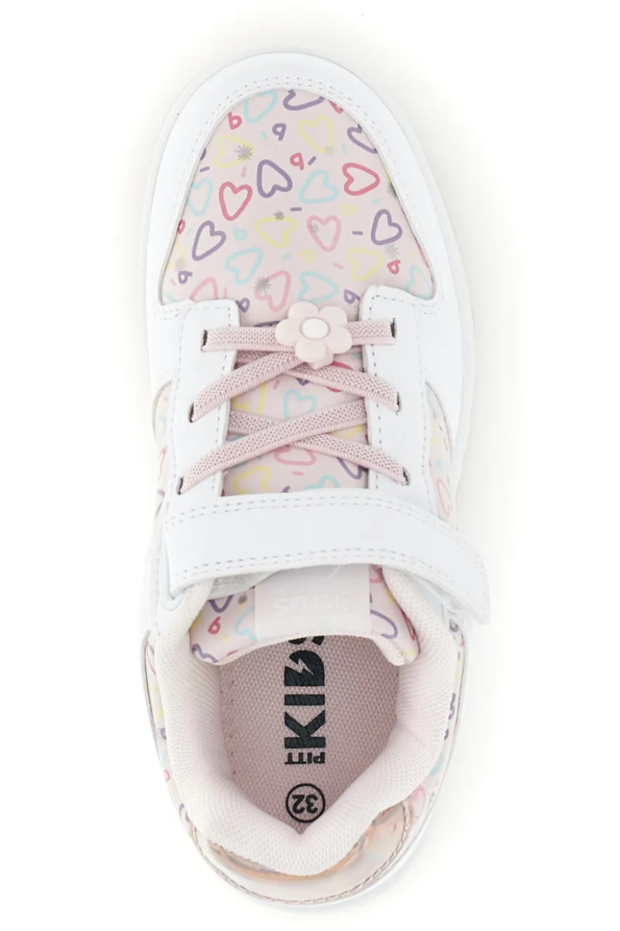 Rosa Turnschuhe mit mehrfarbigen Herzen Pitt Kinder K251309