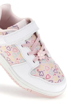 Rosa Turnschuhe mit mehrfarbigen Herzen Pitt Kinder K251309