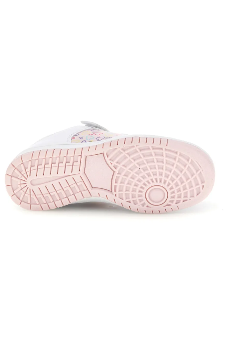 Rosa Turnschuhe mit mehrfarbigen Herzen Pitt Kinder K251309