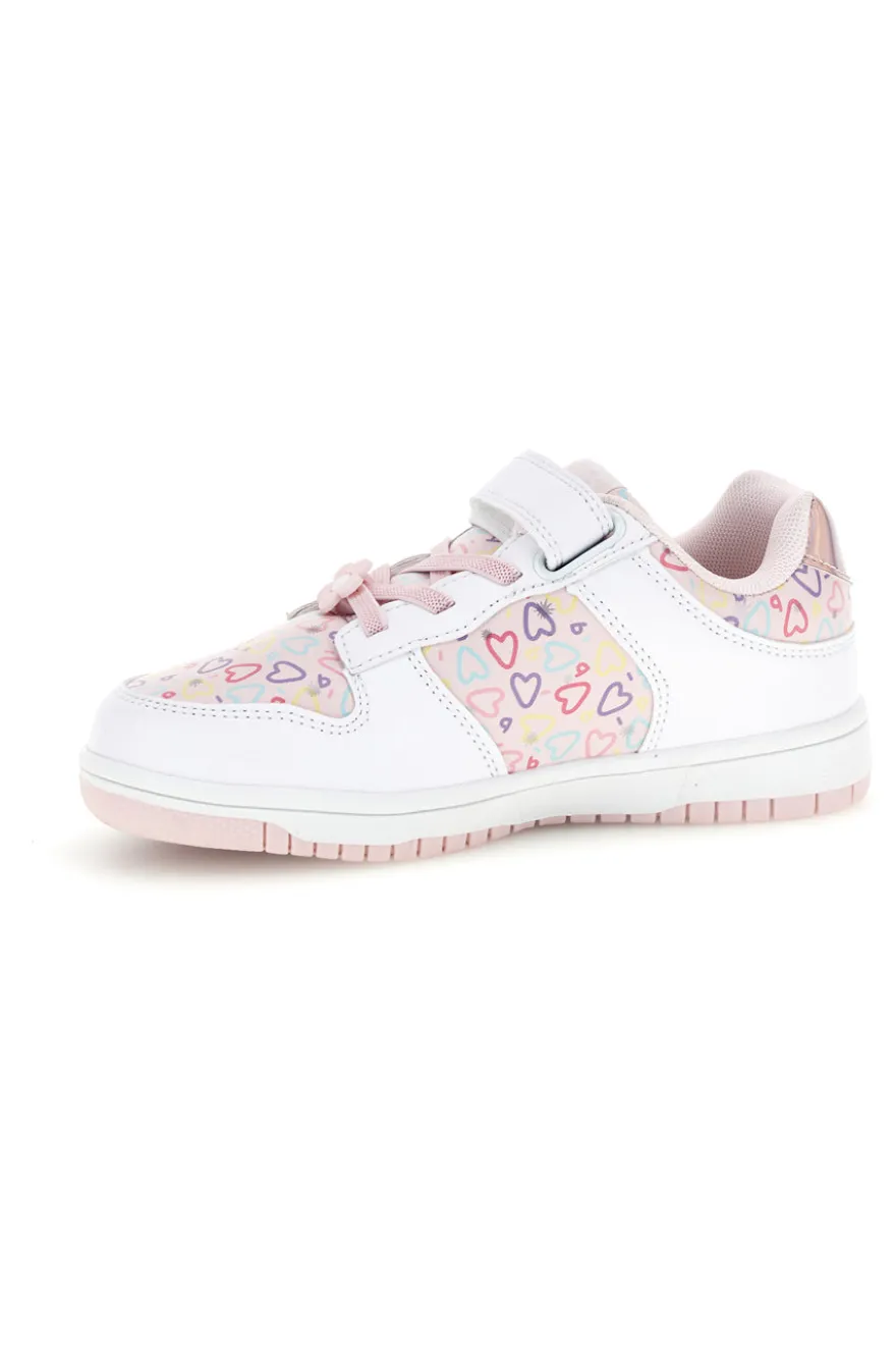 Rosa Turnschuhe mit mehrfarbigen Herzen Pitt Kinder K251309