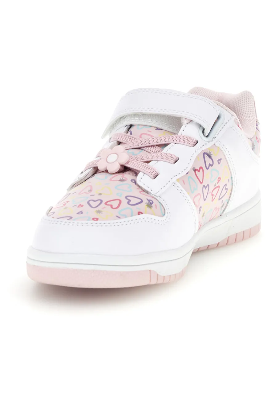 Rosa Turnschuhe mit mehrfarbigen Herzen Pitt Kinder K251309