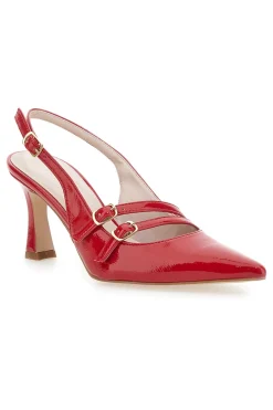 Rote spitze Slingback-Pumps mit Lackeffekt PITTARELLO GLAM 3591