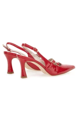 Rote spitze Slingback-Pumps mit Lackeffekt PITTARELLO GLAM 3591