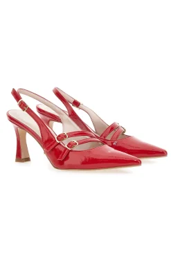 Rote spitze Slingback-Pumps mit Lackeffekt PITTARELLO GLAM 3591