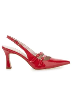 Rote spitze Slingback-Pumps mit Lackeffekt PITTARELLO GLAM 3591