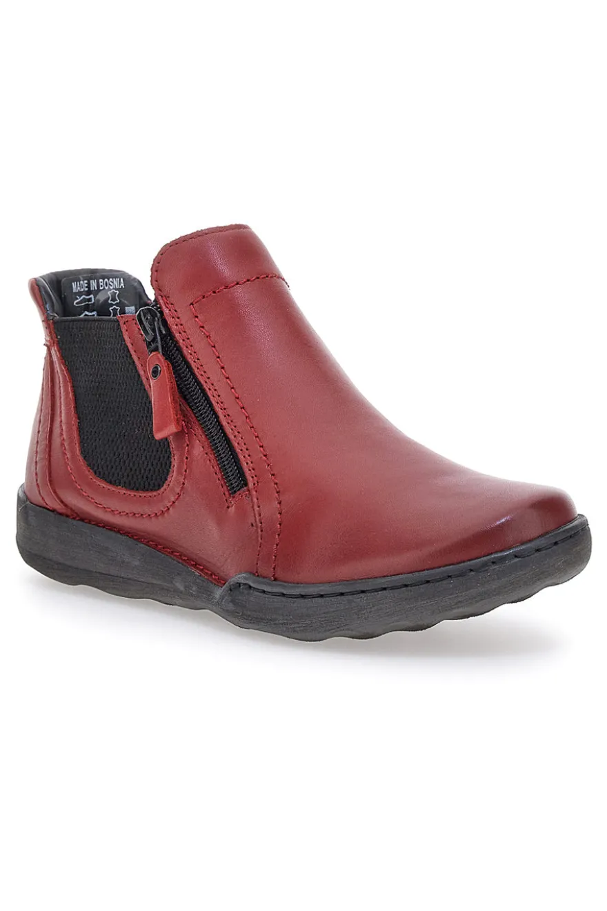 Rote Stiefeletten mit Reißverschluss und seitlichen Gummizügen Plocadi 21503pt