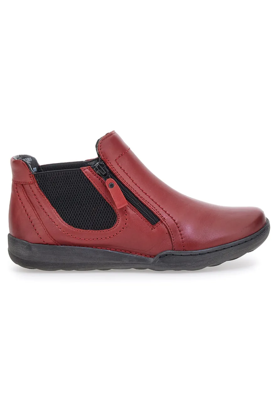 Rote Stiefeletten mit Reißverschluss und seitlichen Gummizügen Plocadi 21503pt