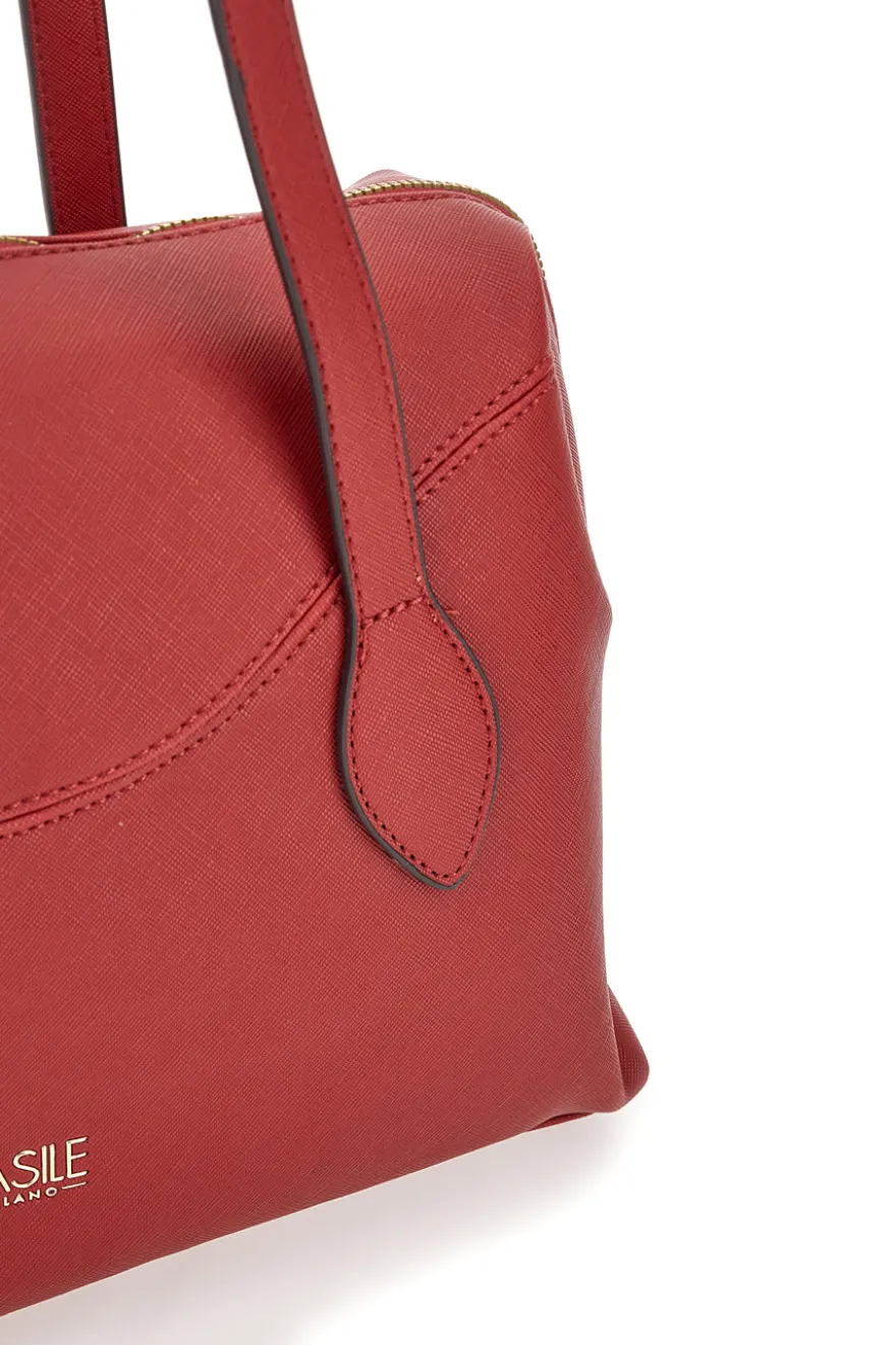 Rote Tasche mit zwei Tragegriffen und abnehmbarem Schultergurt, Basile BA1309SAF