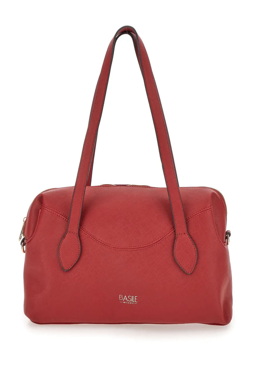 Rote Tasche mit zwei Tragegriffen und abnehmbarem Schultergurt, Basile BA1309SAF