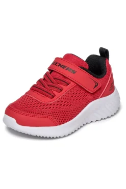 Rote Turnschuhe mit Riemen und elastischen Schnürsenkeln Skechers Bounder quantarun
