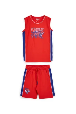 Rotes Outfit mit Tank Top und Shorts Pitt Kinder PT-B-SE-9022