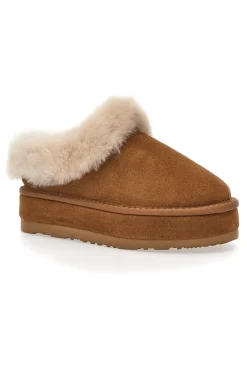 Sabot Camel Con Pelo Suola Flatform Mon Dieu WD90010