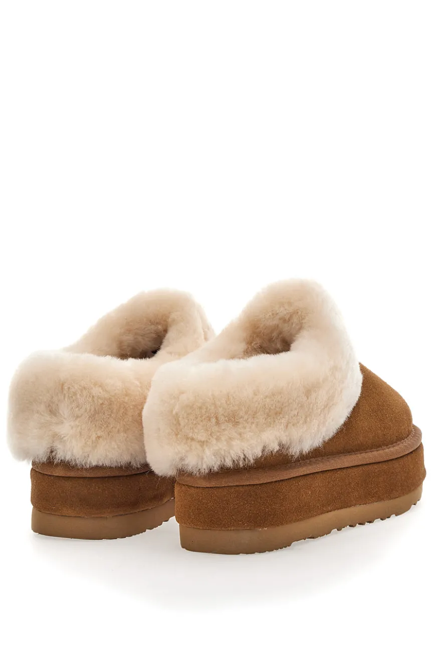 Sabot Camel Con Pelo Suola Flatform Mon Dieu WD90010