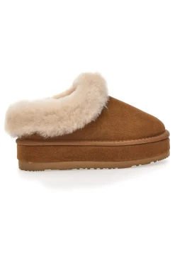 Sabot Camel Con Pelo Suola Flatform Mon Dieu WD90010