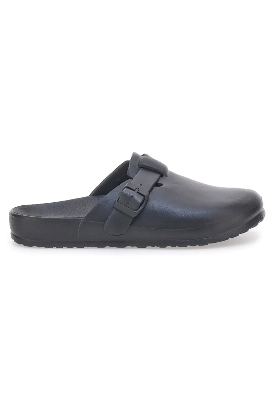 Sabot in gomma neri con cinturino regolabile 2T2L JLY09