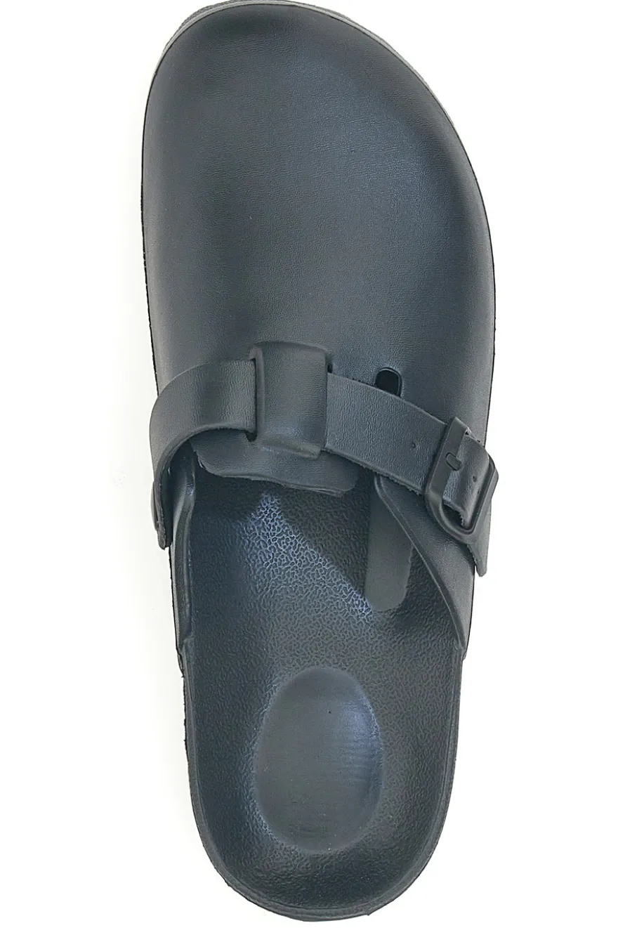 Sabot in gomma neri con cinturino regolabile 2T2L JLY09