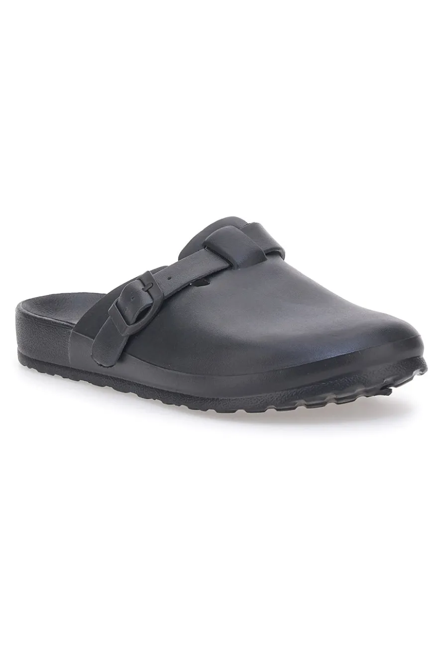 Sabot in gomma neri con cinturino regolabile 2T2L JLY09