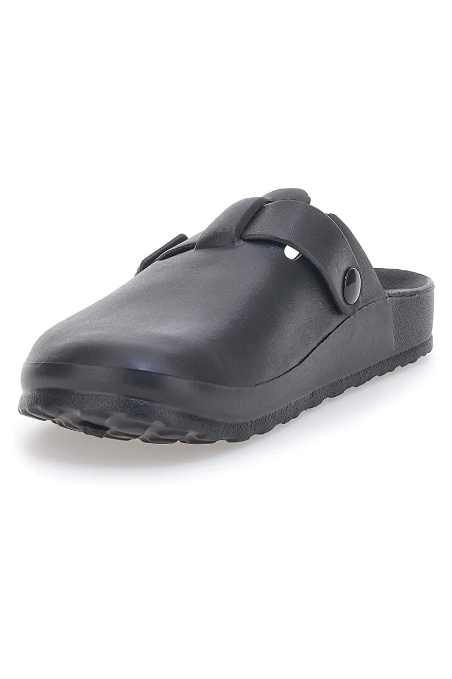 Sabot in gomma neri con cinturino regolabile 2T2L JLY09
