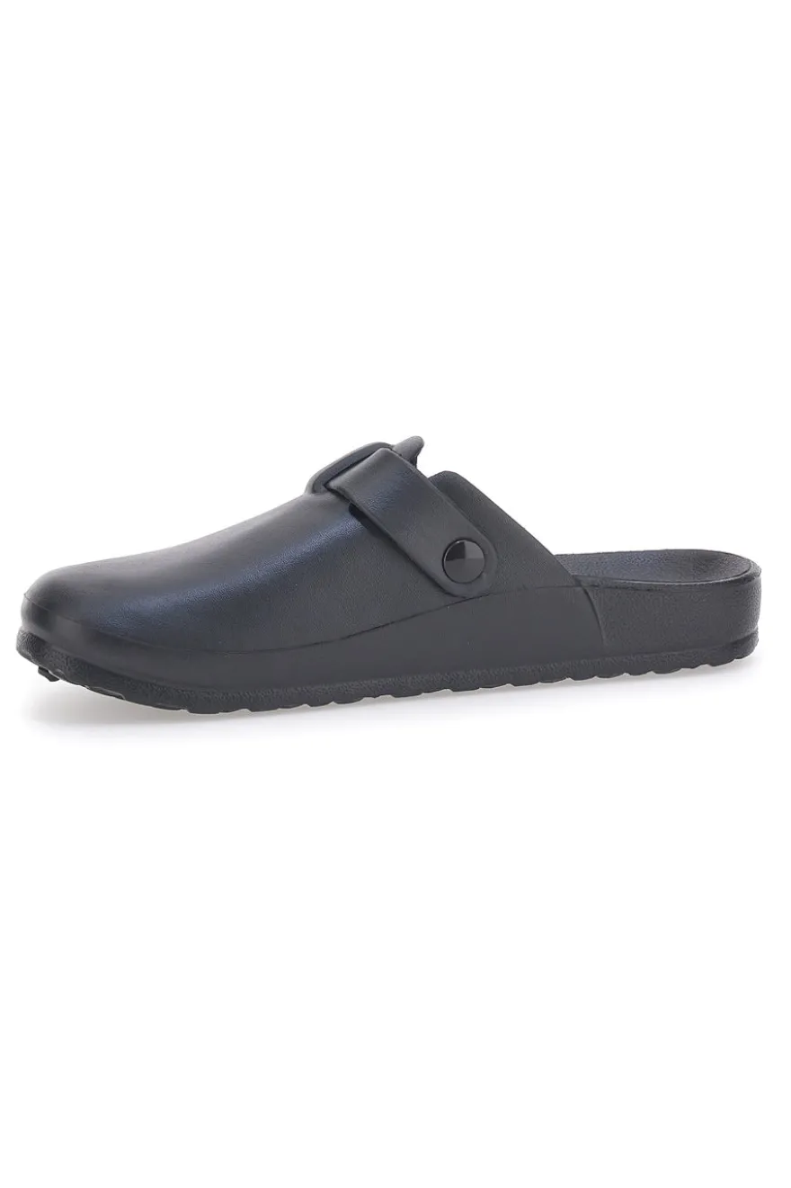 Sabot in gomma neri con cinturino regolabile 2T2L JLY09