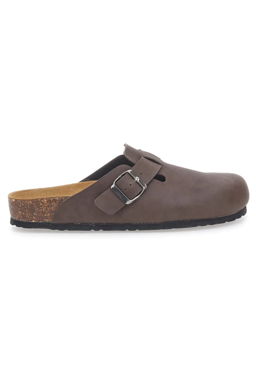 Sabot marrone con fibbia e sottopiede in pelle Biomodex 32950