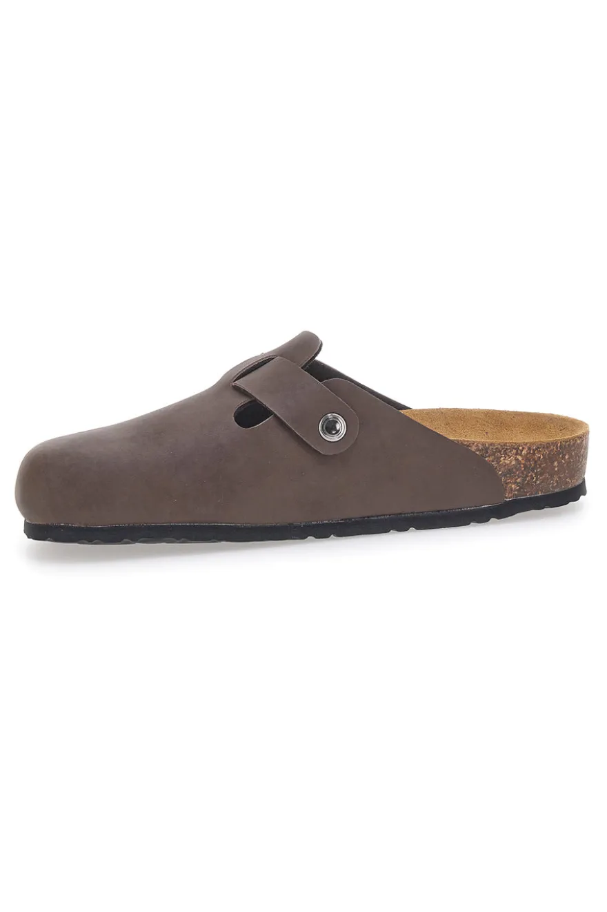 Sabot marrone con fibbia e sottopiede in pelle Biomodex 32950
