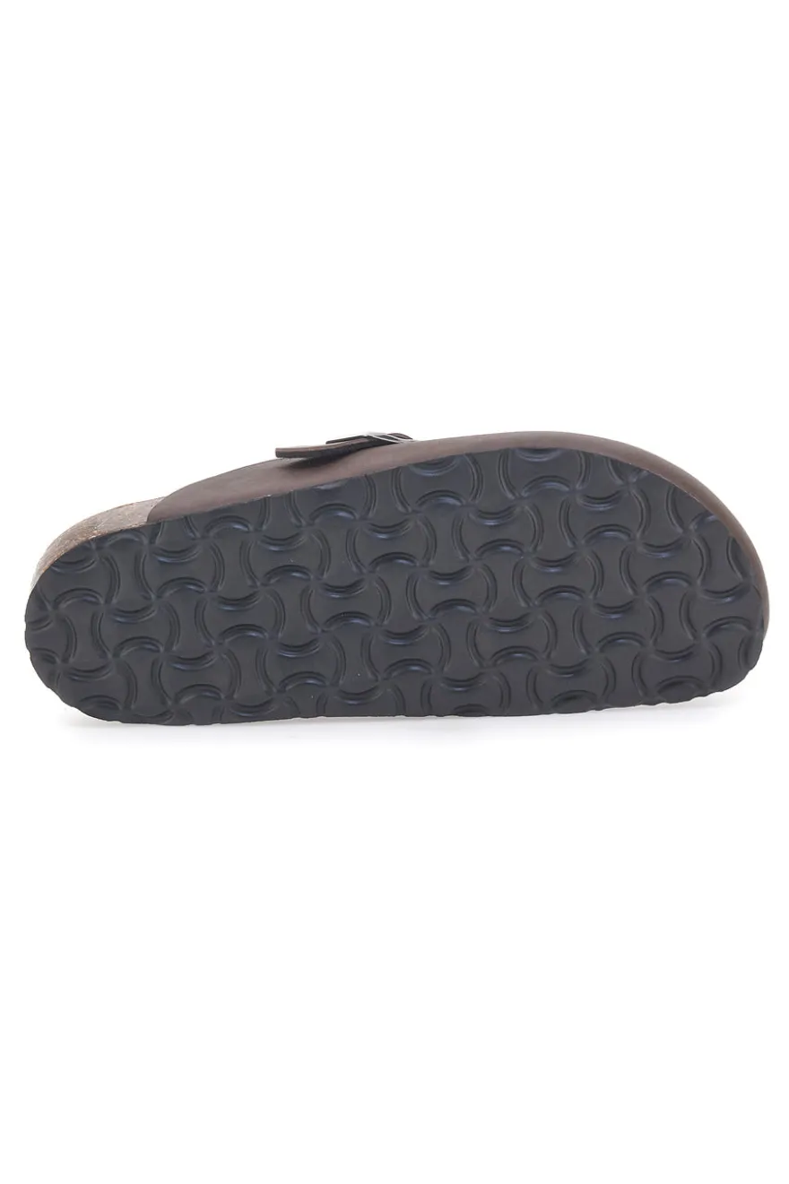 Sabot marrone con fibbia e sottopiede in pelle Biomodex 32950