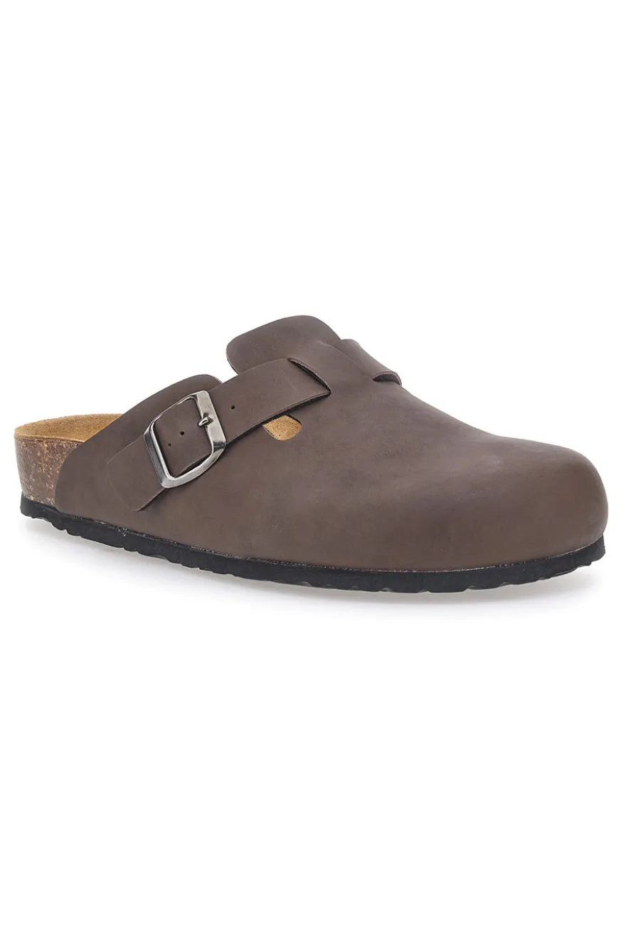 Sabot marrone con fibbia e sottopiede in pelle Biomodex 32950