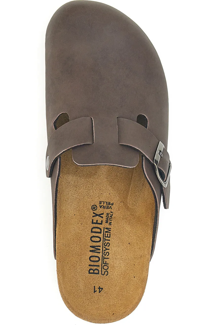 Sabot marrone con fibbia e sottopiede in pelle Biomodex 32950