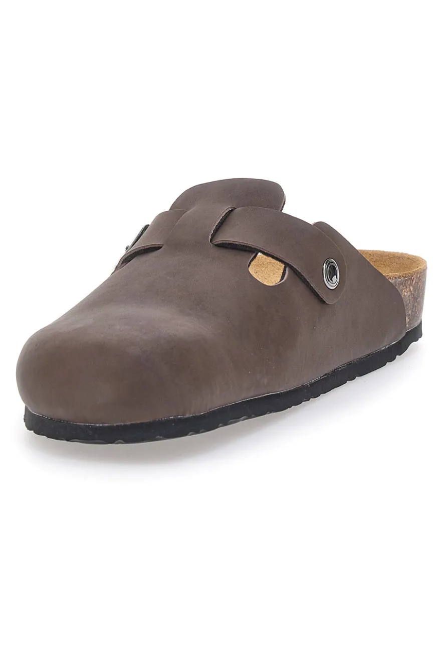 Sabot marrone con fibbia e sottopiede in pelle Biomodex 32950