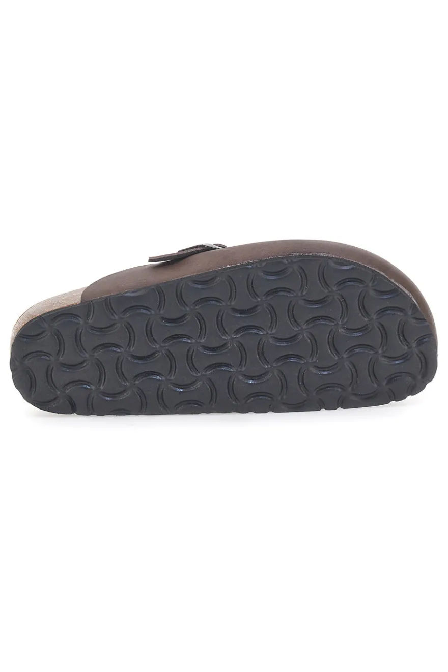 Sabot marroni con fibbia e sottopiede in pelle Biomodex 32850