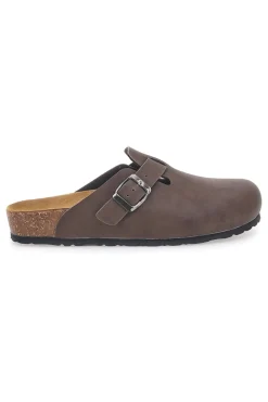 Sabot marroni con fibbia e sottopiede in pelle Biomodex 32850