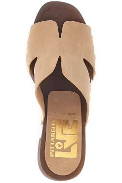 Sabot marroni con tacco largo e borchiette Pittarello Love 9341