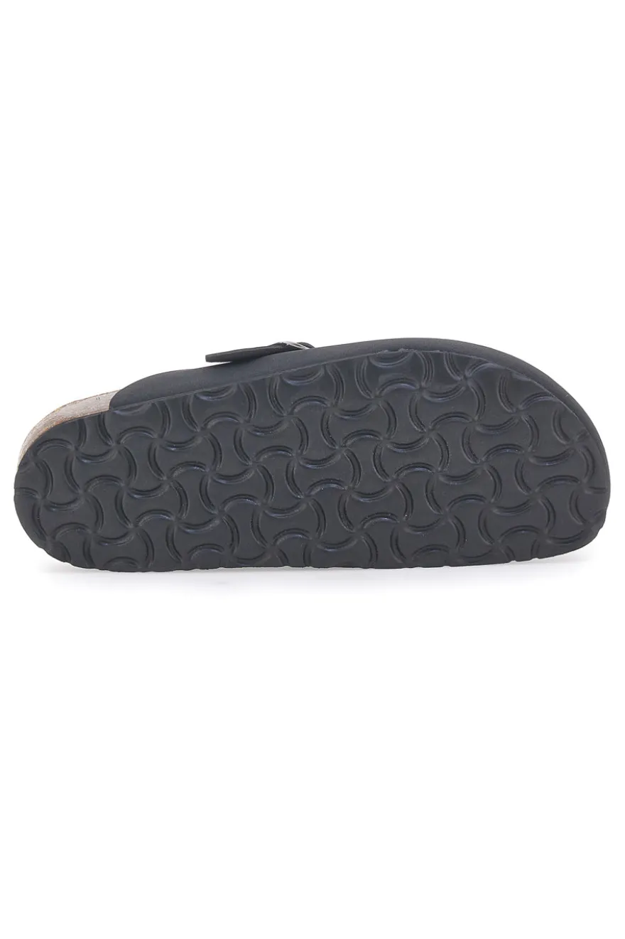 Sabot neri con fibbia e sottopiede in pelle Biomodex 32950