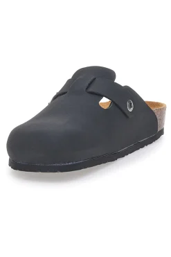 Sabot neri con fibbia e sottopiede in pelle Biomodex 32950