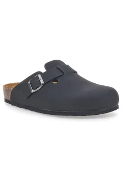 Sabot neri con fibbia e sottopiede in pelle Biomodex 32950