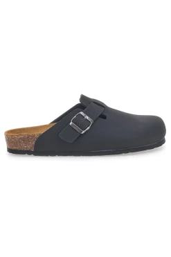 Sabot neri con fibbia e sottopiede in pelle Biomodex 32950