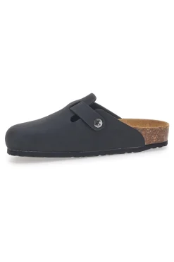 Sabot neri con fibbia e sottopiede in pelle Biomodex 32850