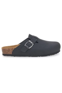 Sabot neri con fibbia e sottopiede in pelle Biomodex 32850