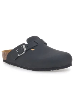 Sabot neri con fibbia e sottopiede in pelle Biomodex 32850