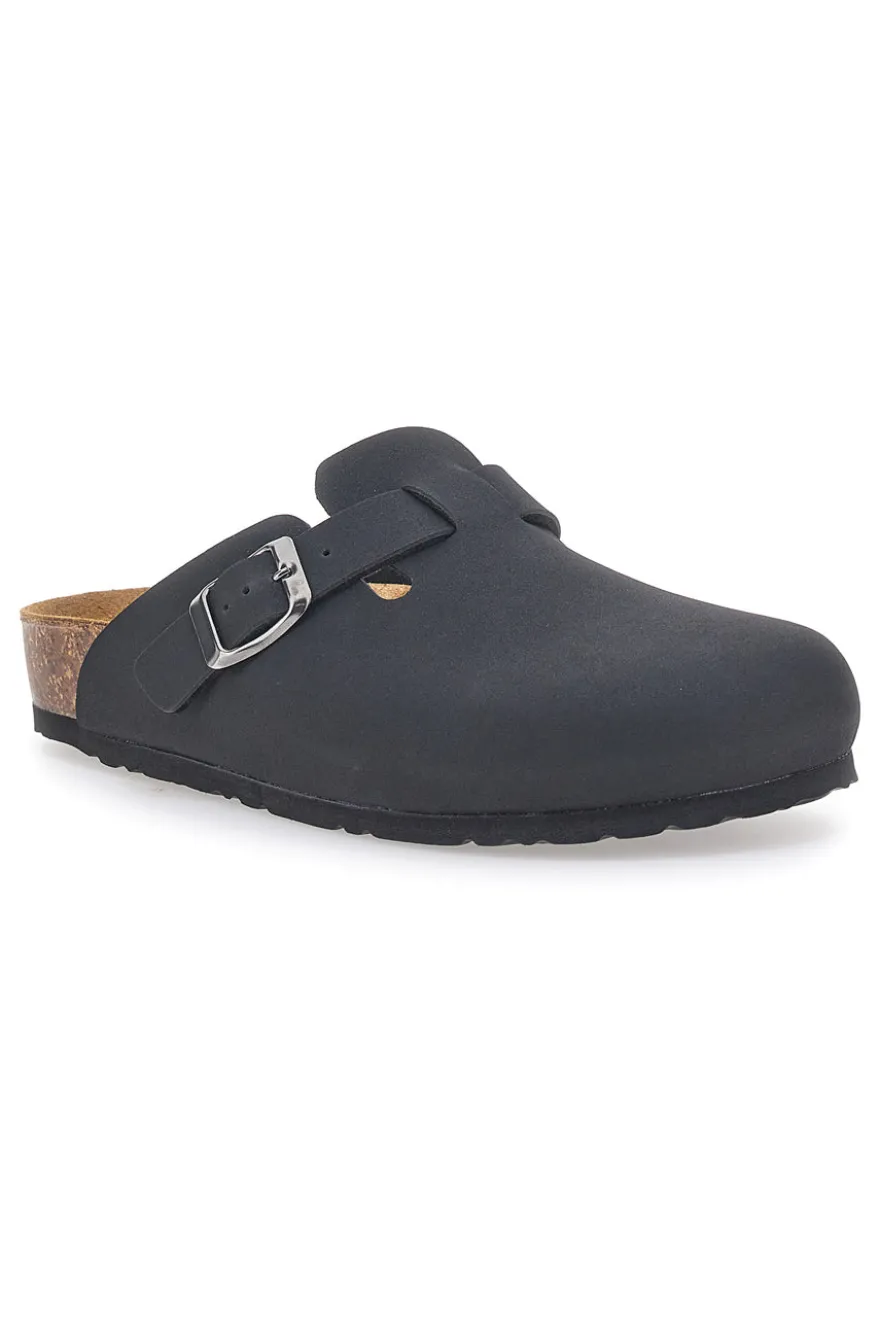 Sabot neri con fibbia e sottopiede in pelle Biomodex 32850
