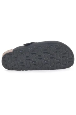 Sabot neri con fibbia e sottopiede in pelle Biomodex 32850