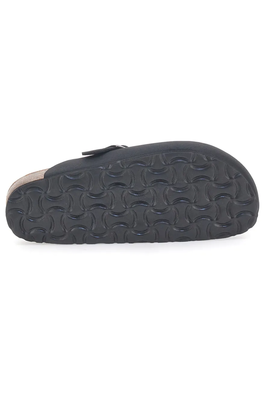 Sabot neri con fibbia e sottopiede in pelle Biomodex 32850