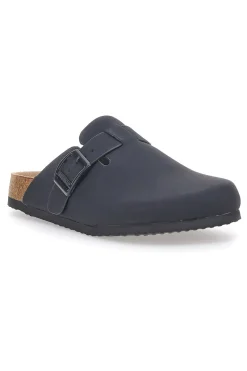 Sabot Nero con Fibbia e Plantare Preformato in Pelle SUPERGA S11U700