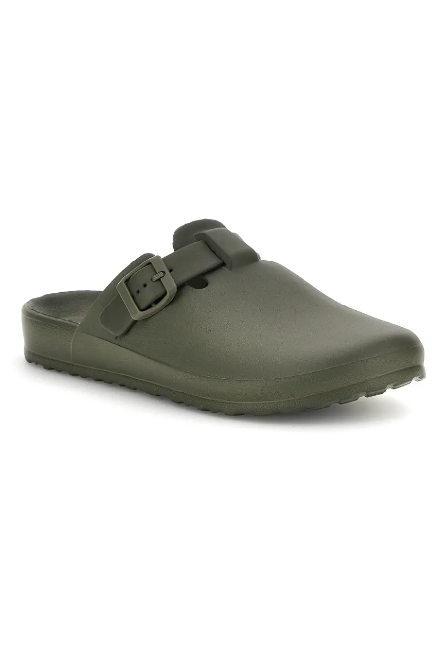 Sabot verde con fibbia 2t2l 2526