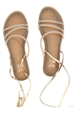 Sandalen in Roségold mit Riemchen und Schnürsenkeln mit Strasssteinen Me & Me 1772
